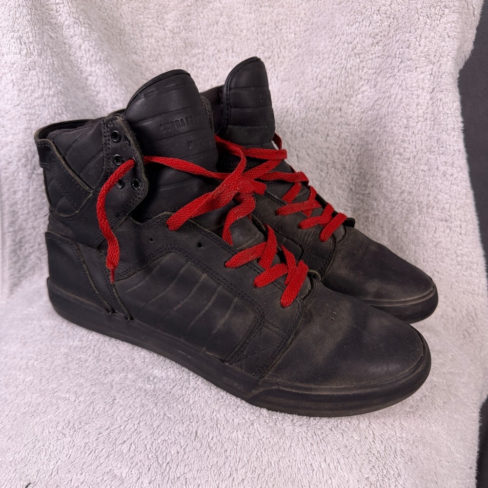 Vintage Mens Supra Muska 001 Sz 11.5 Triple Black SkyTop Skateboard Shoes Y2K